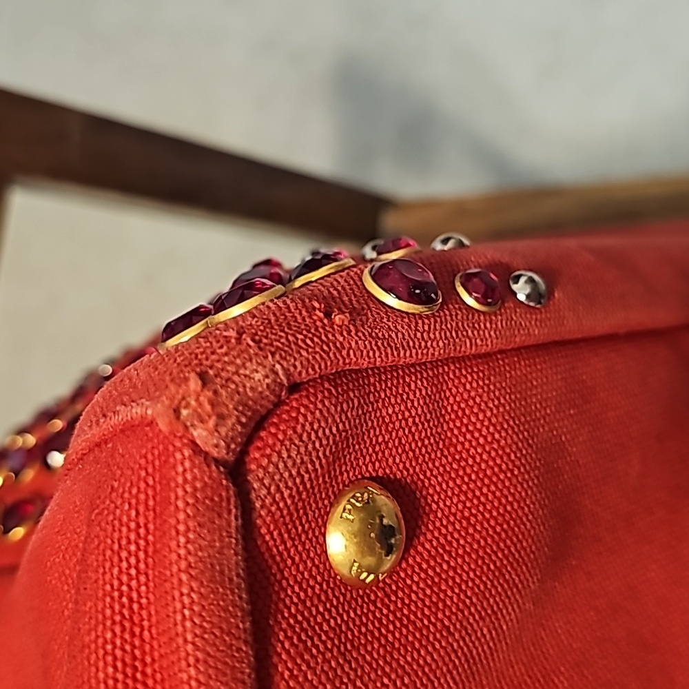 Prada Canapa Pink Studded Bag - Picture 9 of 10